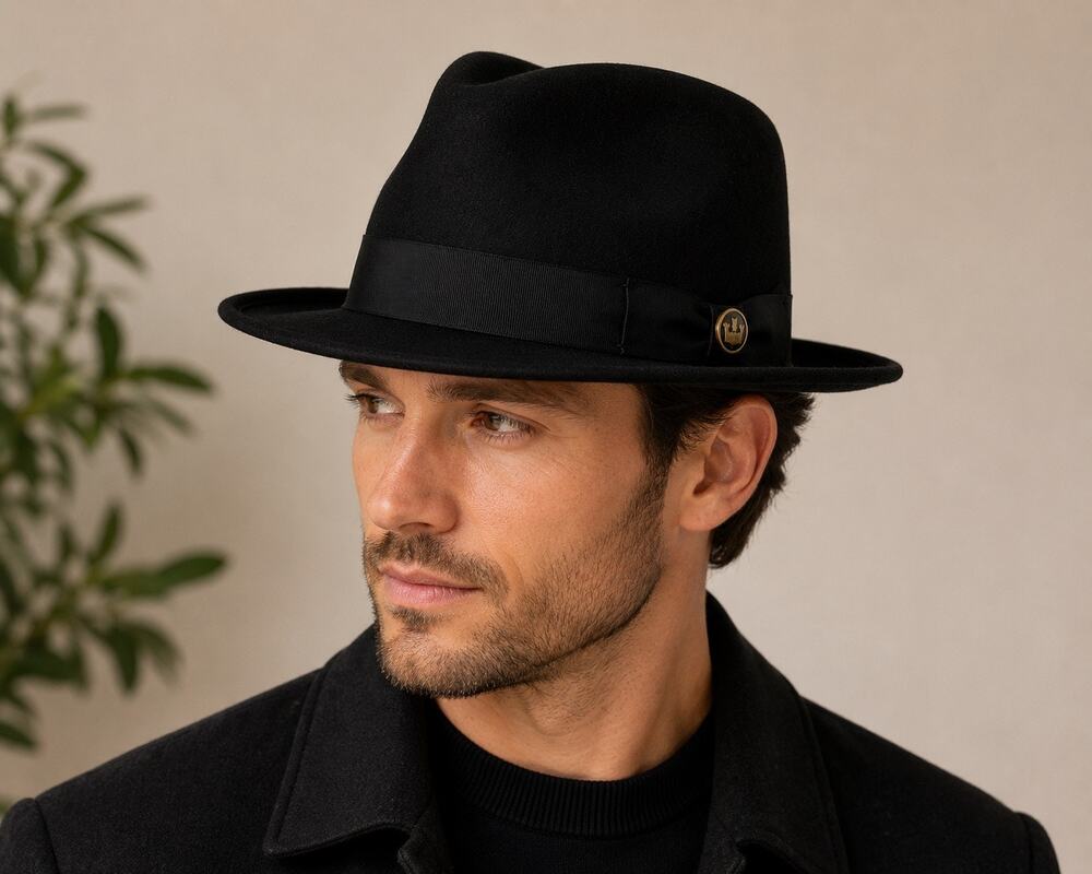 Goorin Bros Dean The Butcher Black Wool Fedora Hat Large Made in USA